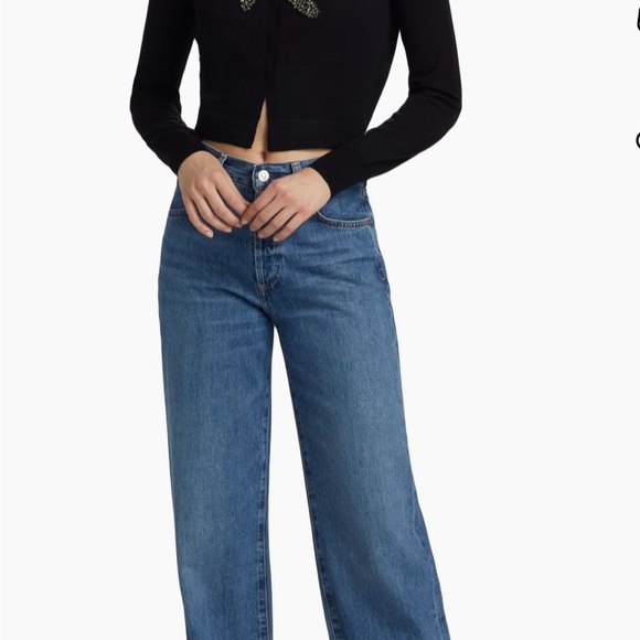 Black Long Sleeve Top with Rhinestone Bow NWT - Picture 2 of 4